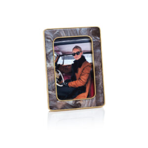 Marbled Hazel Resin Photo Frame with Brass Trim
